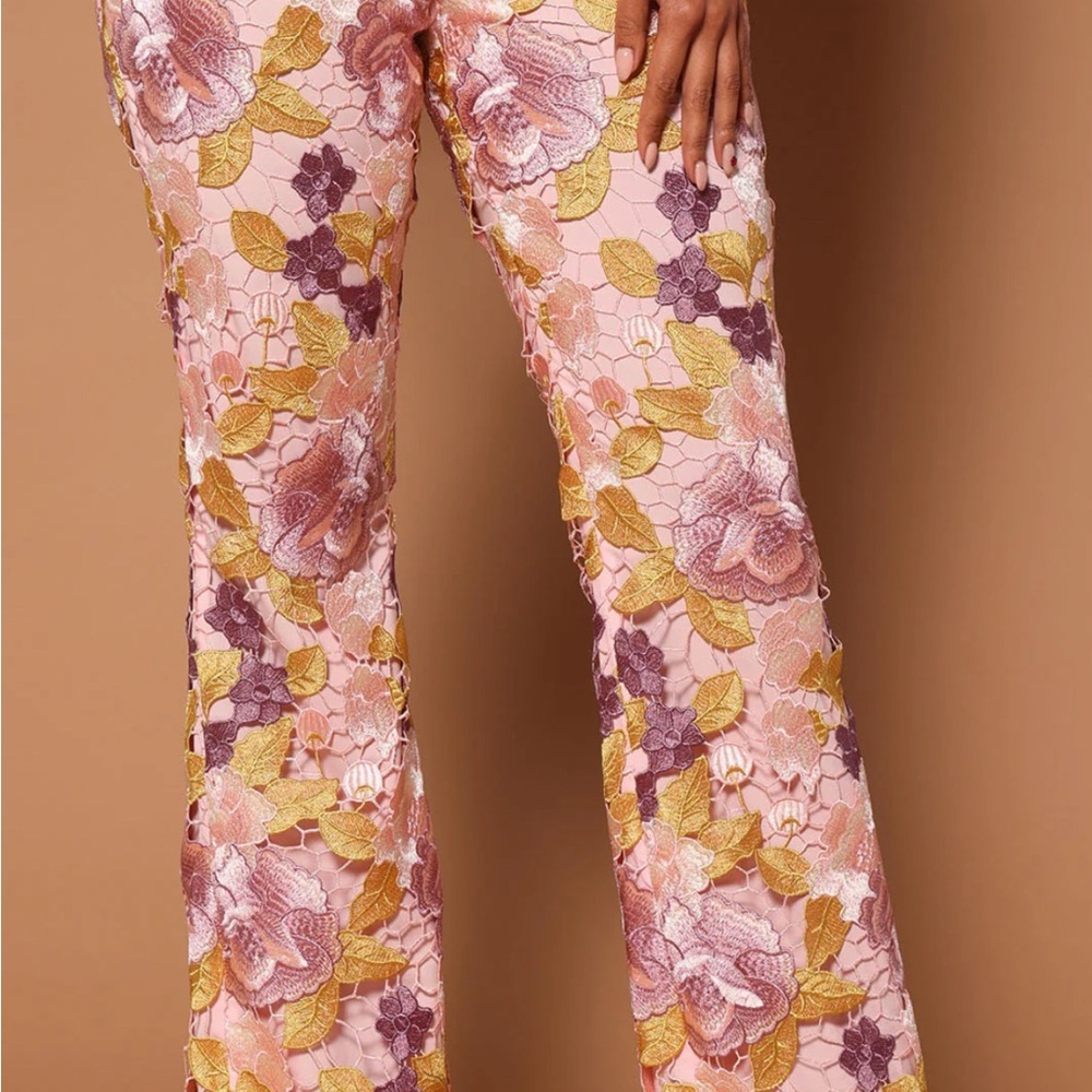 Fashion Nova Pink and Yellow Floral pantsuit - Picture 9 of 11
